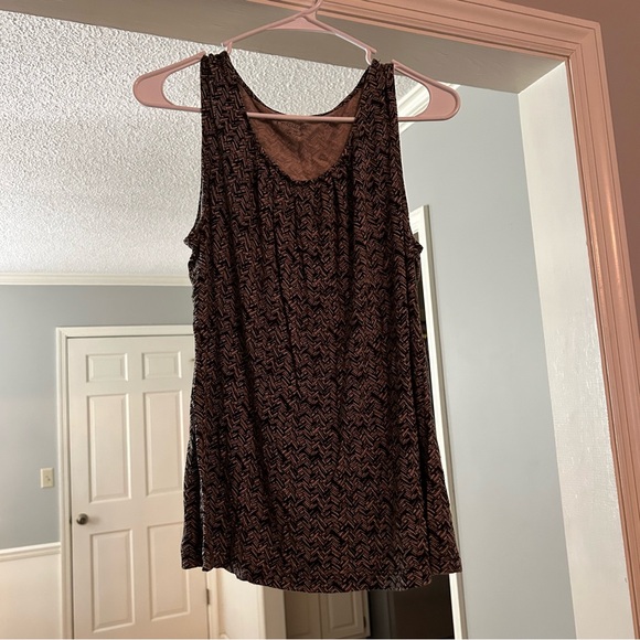 Croft & Barrow Women’s Brown and Black Patterned Scoop Neck Tank Top Size Medium - Picture 1 of 3
